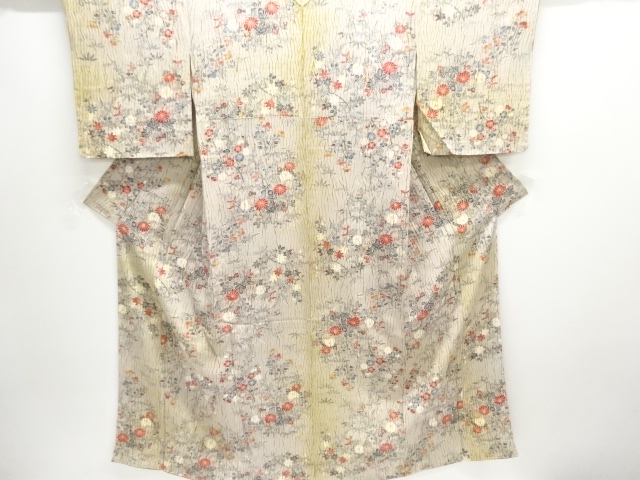 JAPANESE KIMONO / ANTIQUE KIMONO / SILK / ITAJIME SHIBORI / AUTUMN PLANTS